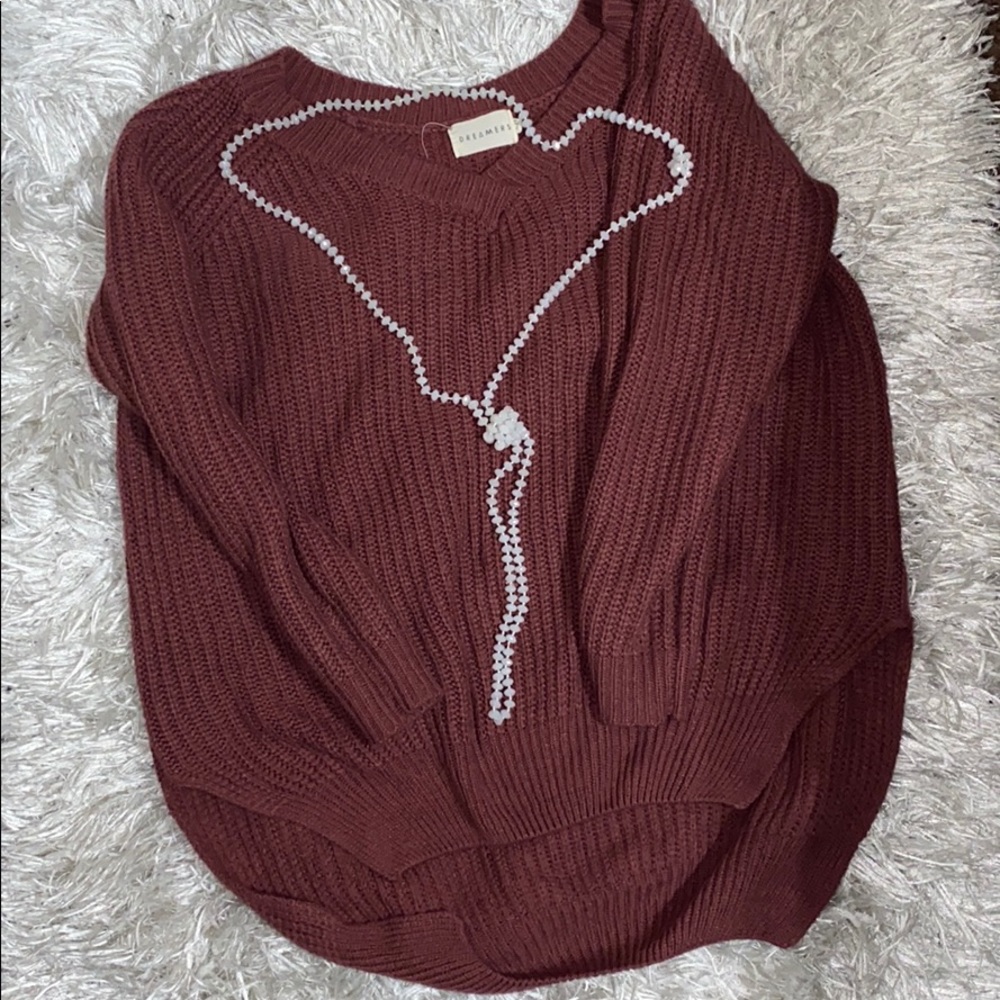 Burgundy v-neck sweater